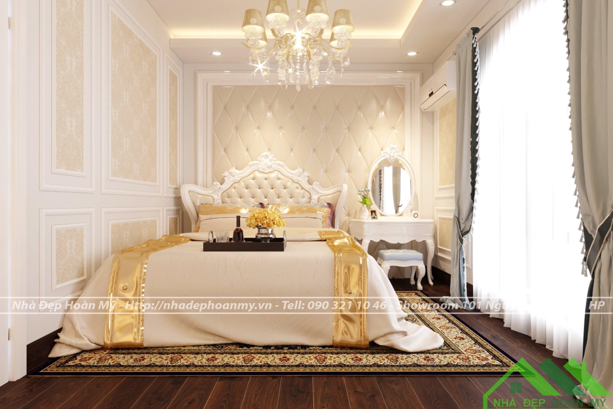 Phòng ngủ tân cổ điển nhẹ nhàng, lãng mạn, sang trọng NDHM - PN243