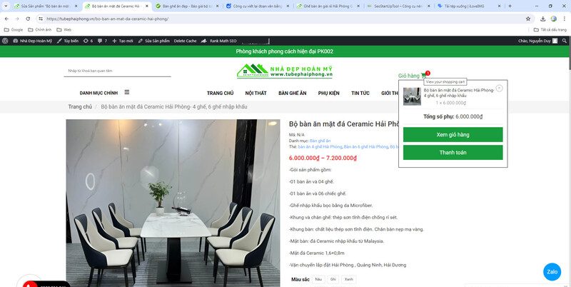 hướng dẫn đặt mua online bàn ghế ăn
