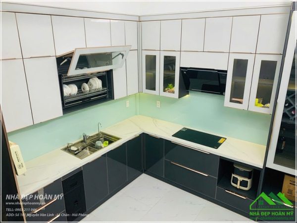 tủ bếp inox cánh kính thủy nguyên